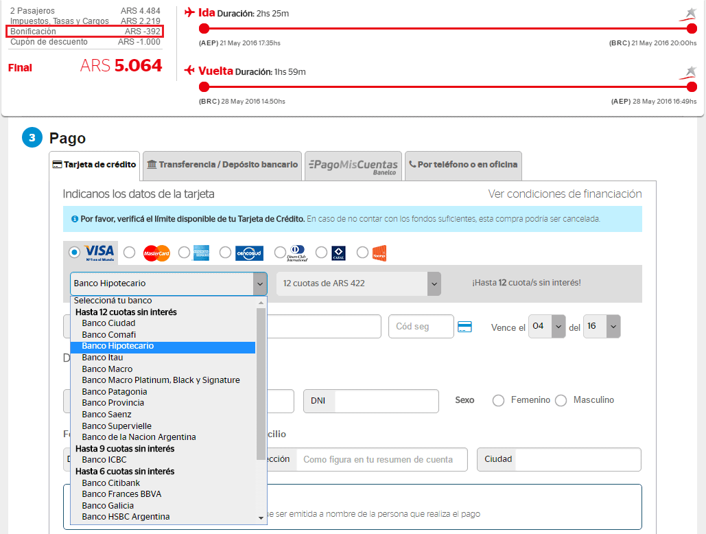 Avantip_Regala_ARS_1.000_Vuelos_LAN_Cabotaje_2016.04_Recargo_Cuotas_Sin_Interes