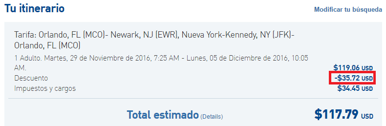 jetblue_30_descuento_cupon_promocional_2016-10_low_cost_usa_ejemplo_voucher_aplicado