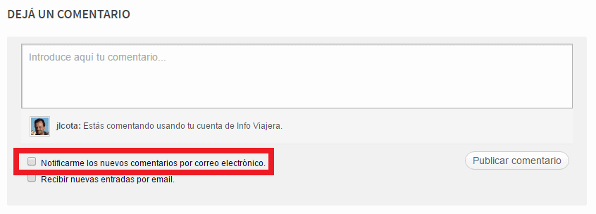 Recibir Notificaciones Comentarios Post Blog Infoviajera