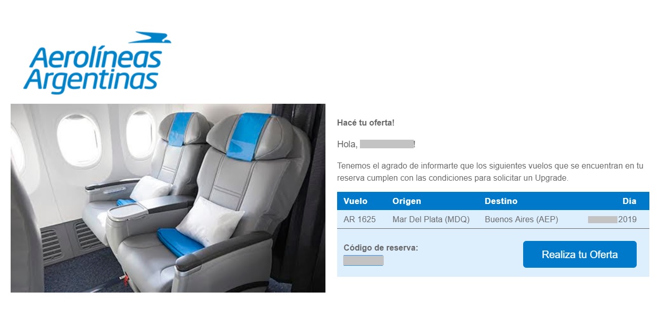 Aerolíneas Argentinas permite ofertar para obtener upgrade, incluso en  pasajes emitidos con millas - Info Viajera