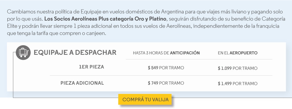 Nuevas familias de tarifas de Aerolíneas Argentinas para cabotaje (5  opciones) - Info Viajera