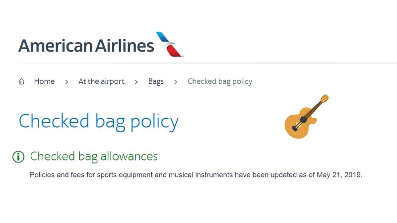 American Airlines está considerando el equipaje de los músicos y  deportistas - Info Viajera