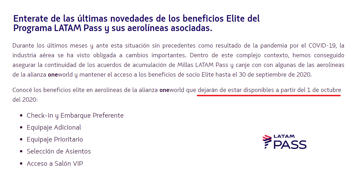 Se acabó lo que se daba: LATAM discontinúa beneficios elite en aerolíneas  de la alianza oneworld - Info Viajera