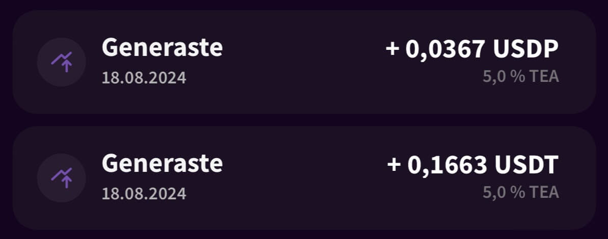 Ganancias USDP USDT en Let'sBit
