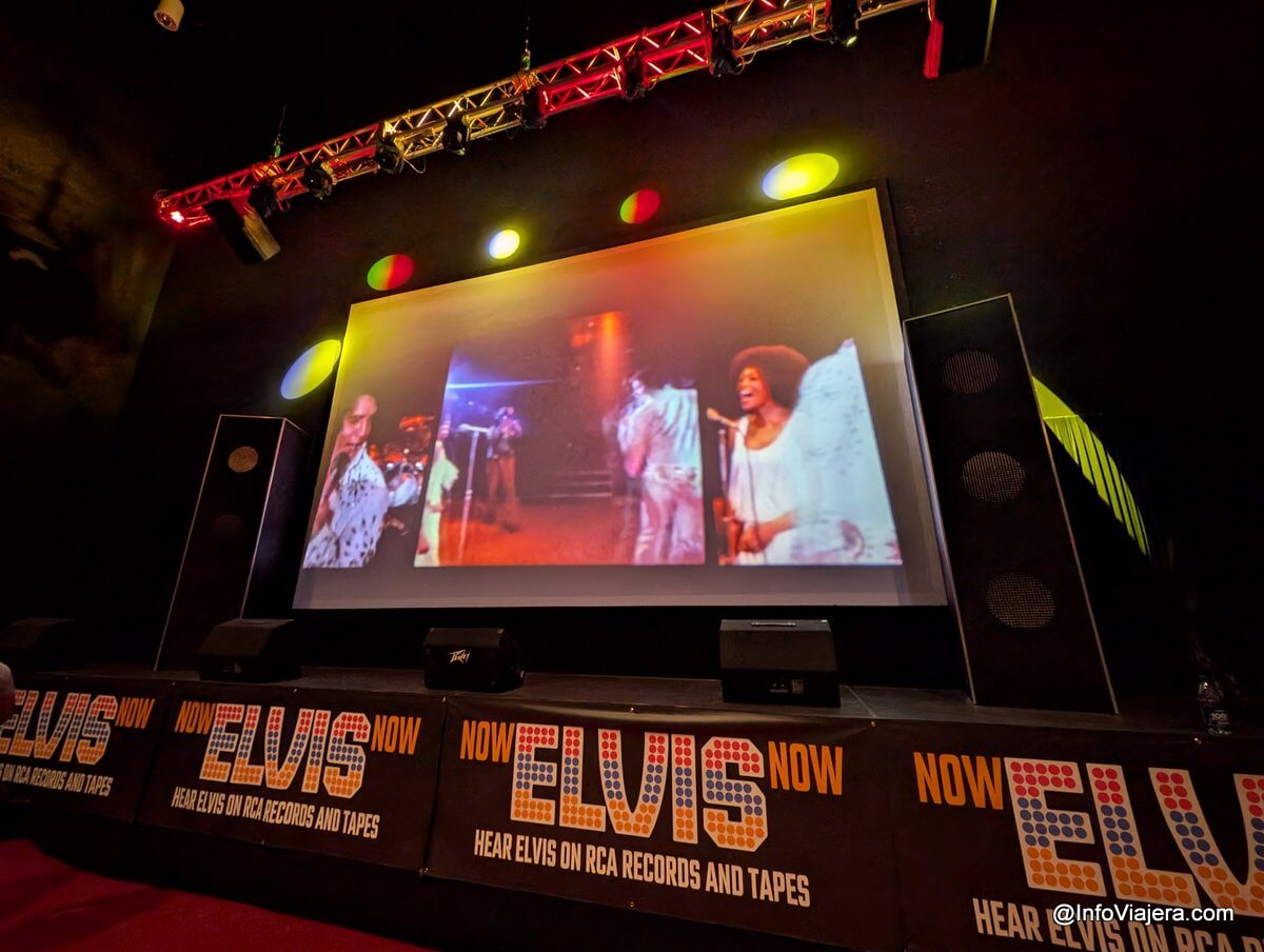 Mini cinema at Graceland Museum showcasing Elvis performances