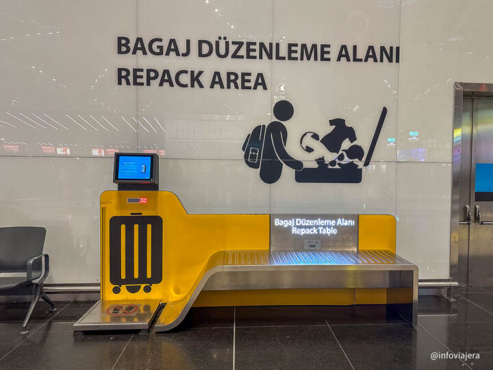 El aeropuerto de Estambul tiene un área para reacomodar el equipaje ...