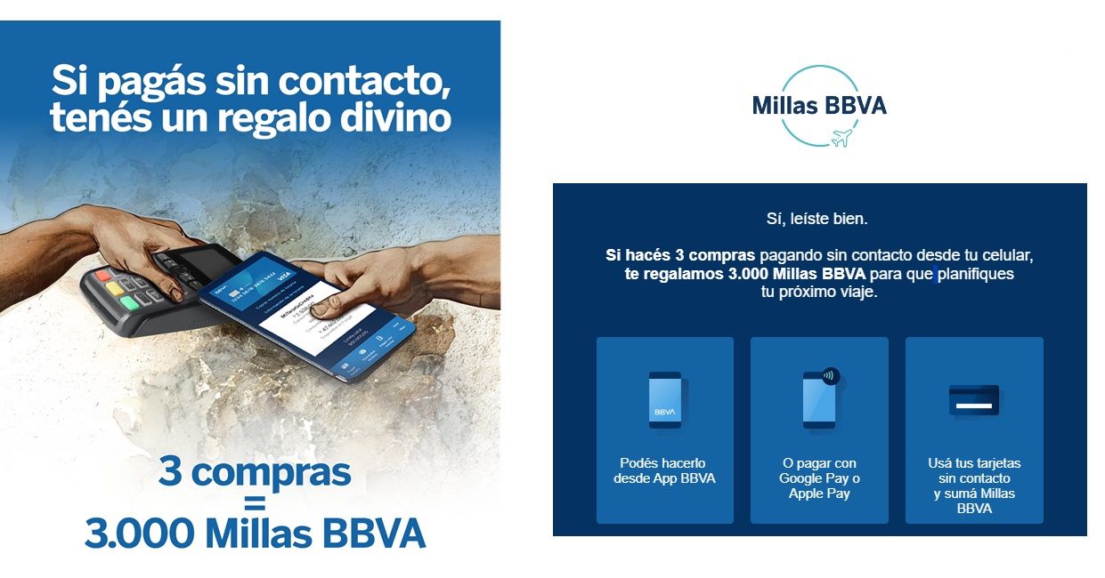 Millas BBVA de regalo al pagar sin contacto.