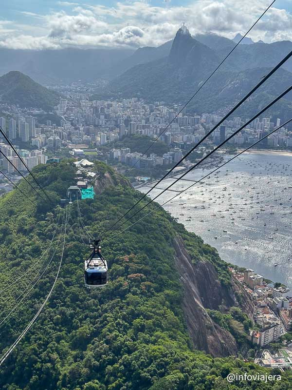 Vista desde el teleférico (bondinho) del Pan de Azúcar, Río de Janeiro, Brasil.