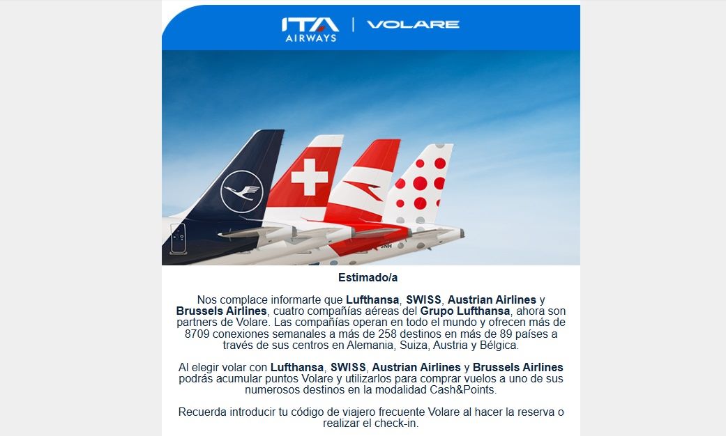 ITA Airways deja SkyTeam y se asocia al Grupo Lufthansa