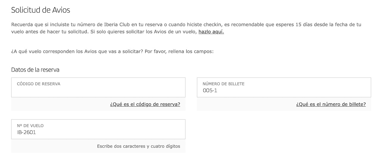 Solicitud de Avios en Club Iberia Plus por un vuelo de LEVEL