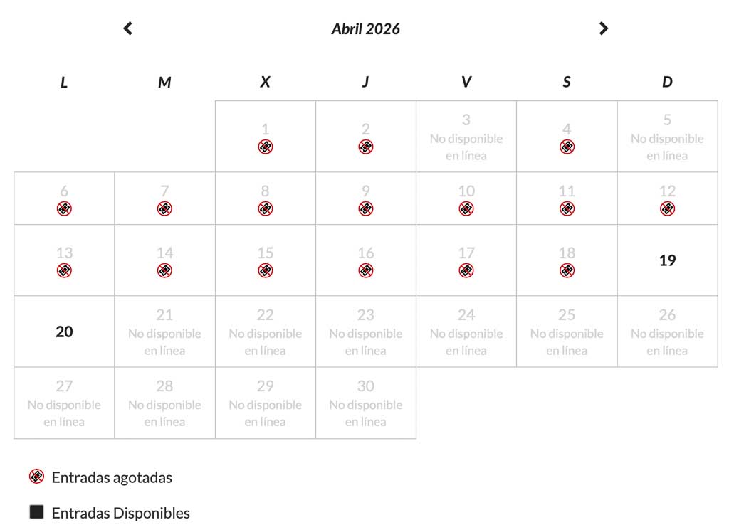 Calendario disponibilidad entradas Coliseo de Roma