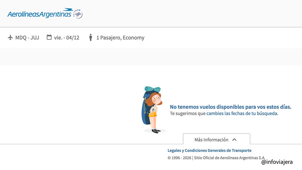 Vuelos que no aparecen en la web de AR