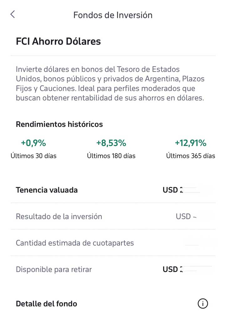 Rendimiento Fondo Común de Inversión en Dólares Argentina