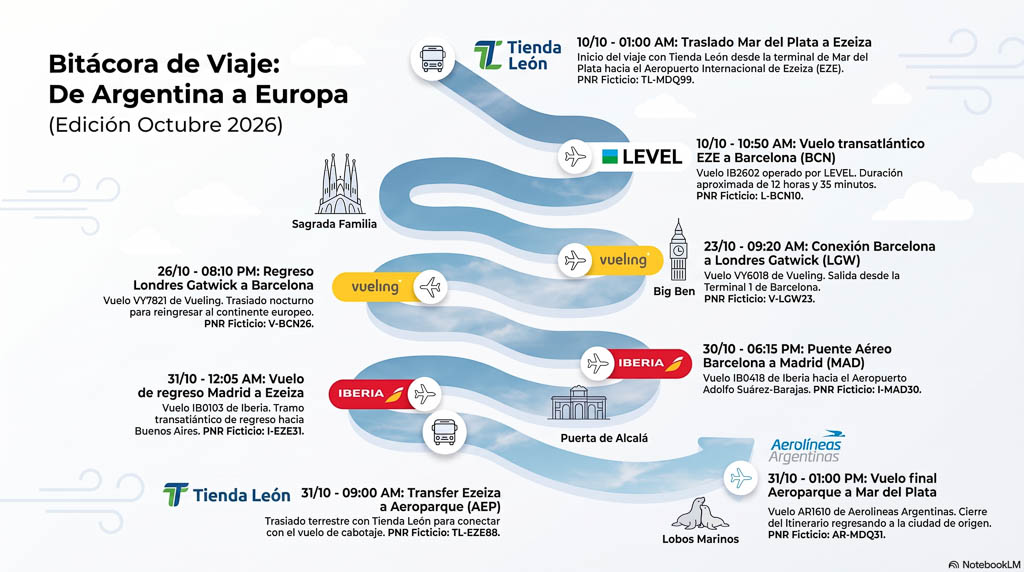 Infografía sobre mi viaje hecha con la IA NotebookLM de Google, con otro formato