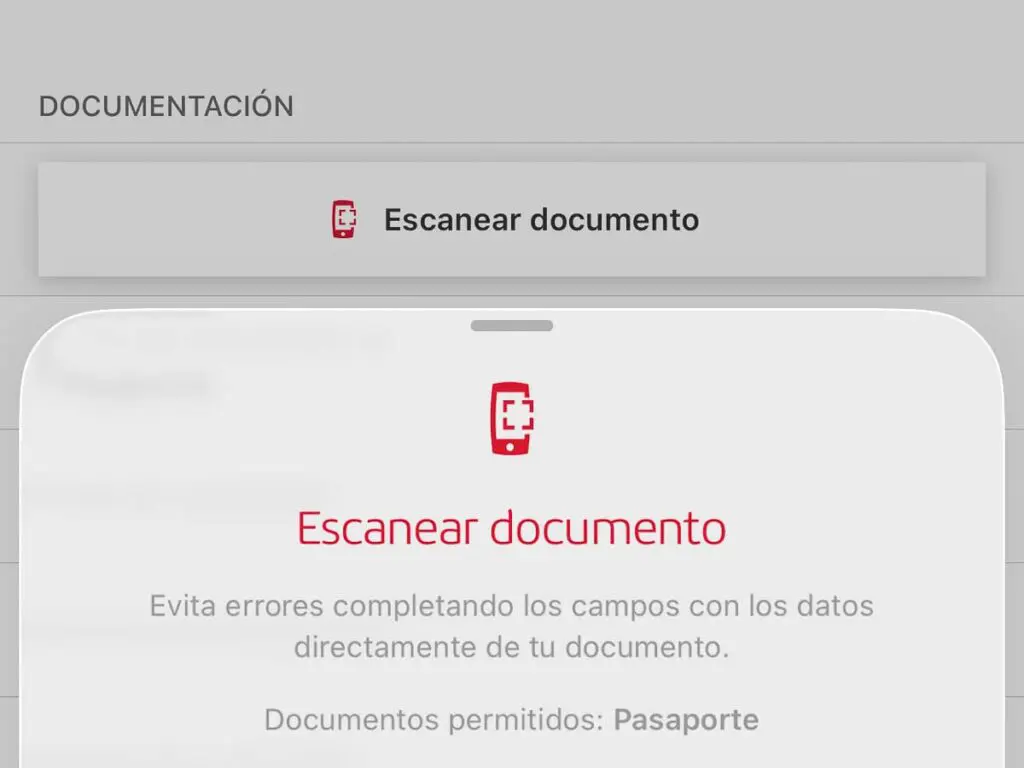 Check-in online escanear documento