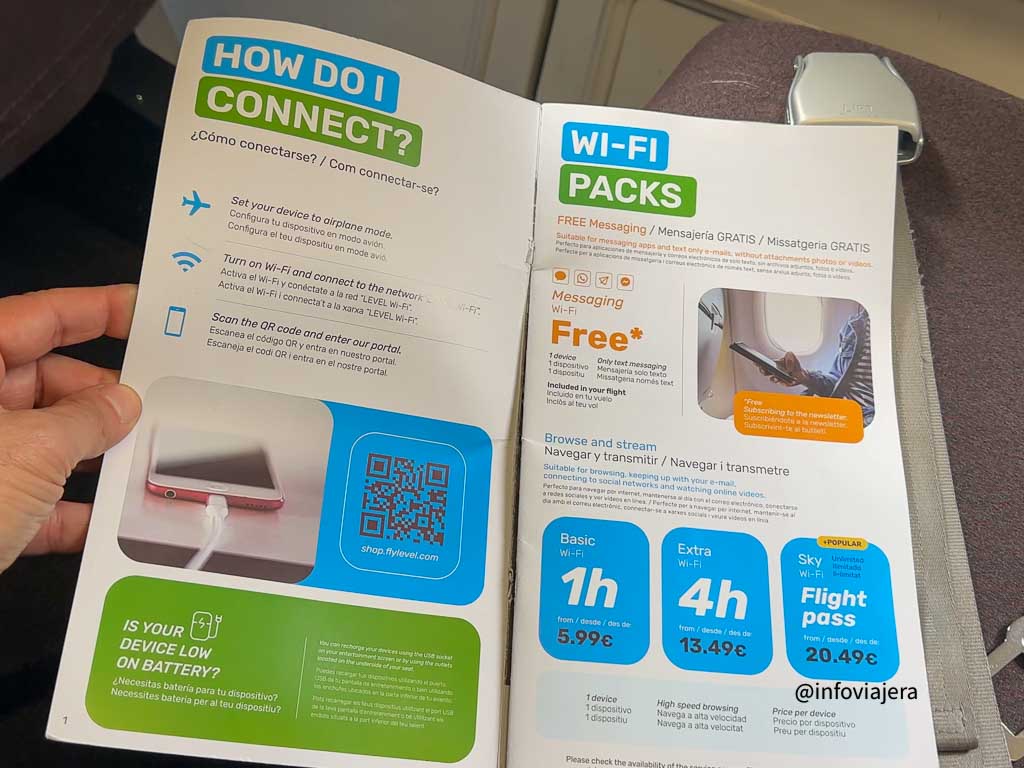 Vuelo LEVEL Internet Conexion Wi-Fi