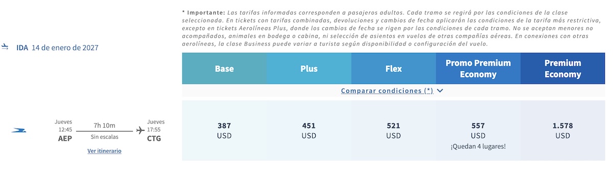 Vuelos a Cartagena de Aerolíneas Argentinas