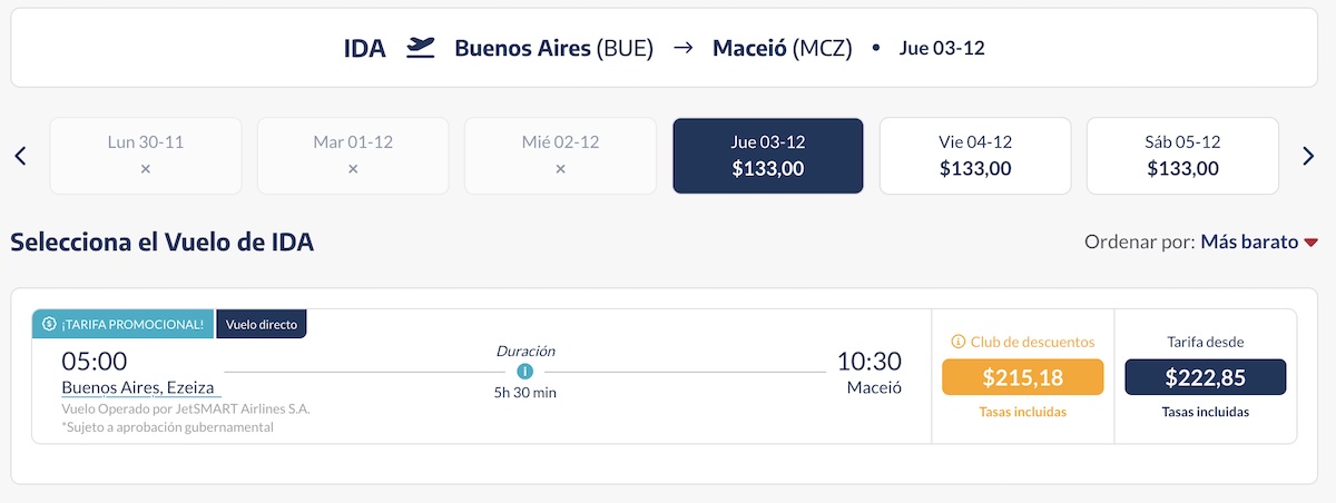 Vuelos de JetSMART a Maceió desde Buenos Aires con descuento